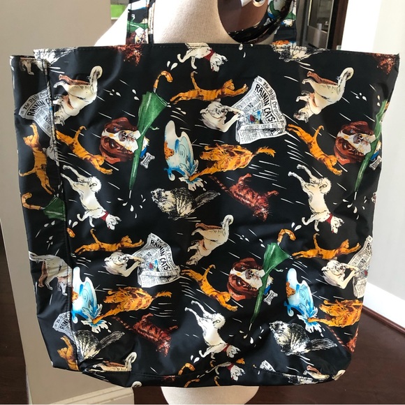 Large Vintage Nicole Miller Tote Raining Dogs & Cats
